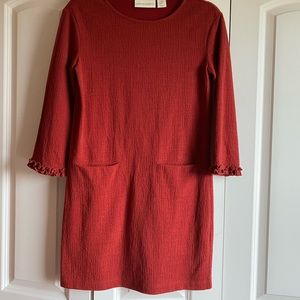 Red/orange 3/4 length sleeve dress great size xs